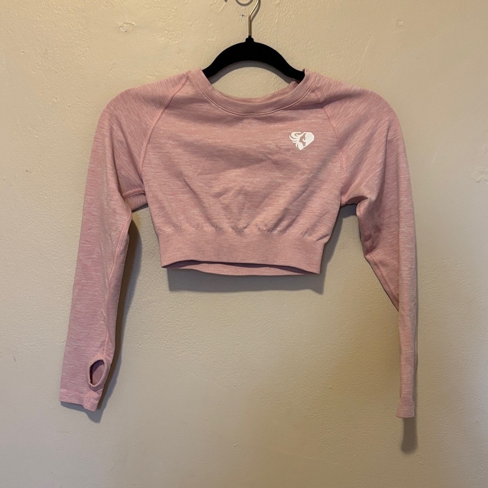 Stylish Pink Long Sleeve Crop Top